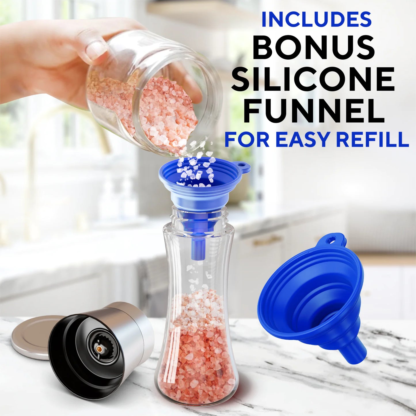 Refillable-  Benicci Stainless Steel Salt & Pepper Grinders